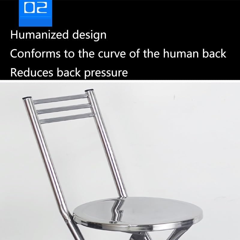 Collapsible Folding Stool Chair - Portable Stainless Steel Round Bar Chair, 13in & 18in Height, Ideal for Kitchen Dining, Easy to Store and Transport