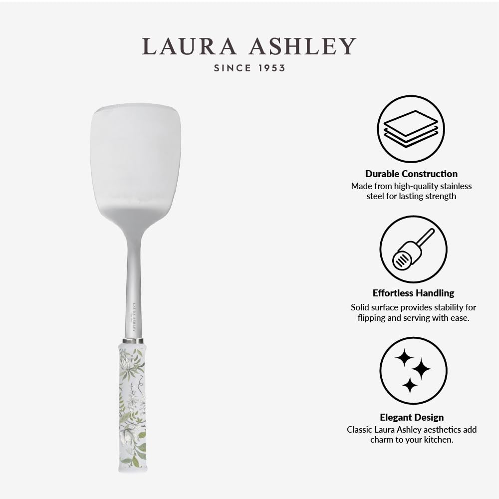 Laura Ashley Stylish Stainless Steel Spatula, Ceramic Handle, Heat-Resistant & Dishwasher Safe Turner - Image 2
