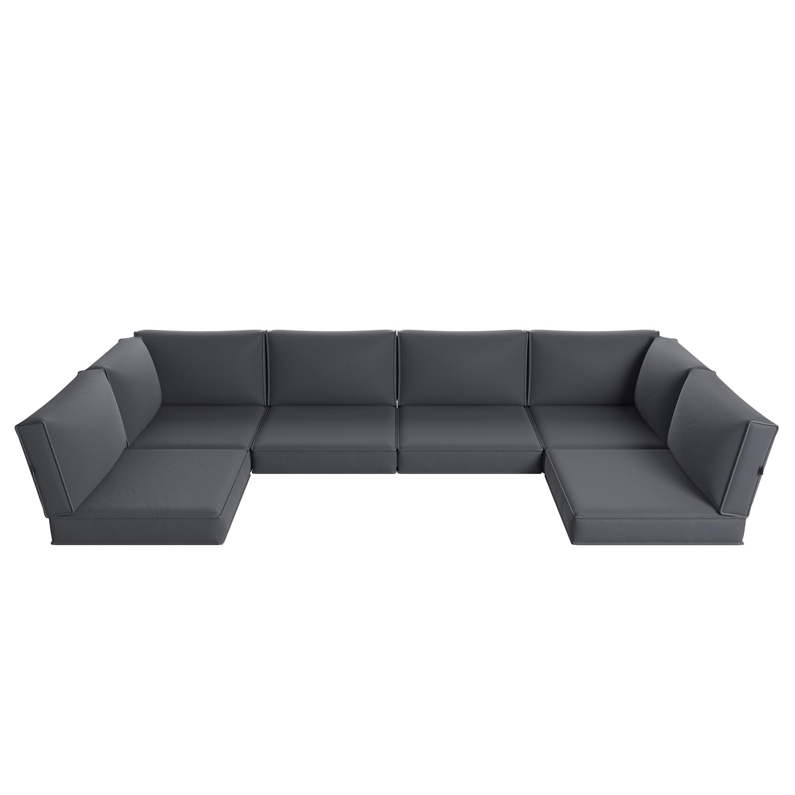 Aoxun Replacement Cushions for Outdoor Furniture, 14-Piece Outdoor Cushions for Patio Furniture, Deep Seat, Splash-Proof & Fade Resistant Couch Cushion for 6-Seat Patio Conversation Sets, Grey
