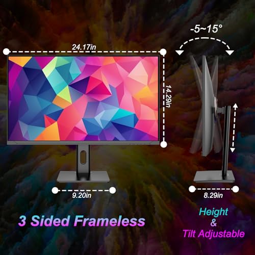 Image of LXZ 27 inch Monitor 4K UHD 144Hz Gaming Monitor - IPS Panel with 1ms MPRT, Supports HDR, 84% NTSC, HDMI 2.1, Height /Tilt /Pivot /Swivel Stand, VESA Compatible, Eye Care - Black