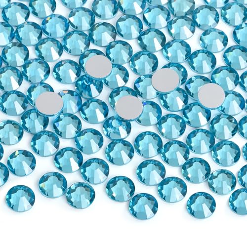 Image of Jollin Crystal Flatback Rhinestones Gems for Crafts 1.8mm SS5, Aquamarine | Glue Fix, 2880pcs Glass Rhinestones for Crafting, Clothes, Tumblers, Nail Art, Shoes, Bags, Caps & Accessories Decoration