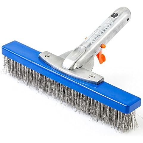 Aquatix Pro Heavy Duty Pool Brush, Durable 10" Swimming Pool Cleaner Brush Best for Tackling Stubborn Stains, Aluminium Handle & Stainless Steel Bristles, Suitable for Concrete & Gunite Pools. Cover