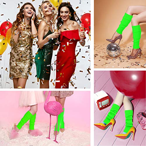 Image of v28 Women Warm Leg Warmers 80s Retro Party Costume Knit Ballet Neon Long Socks