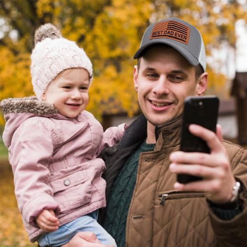 Image of Best Dad Ever American Flag Dad Hat - Adjustable Cotton Baseball Cap for Father's Day, Birthday Gifts from Daughter Son