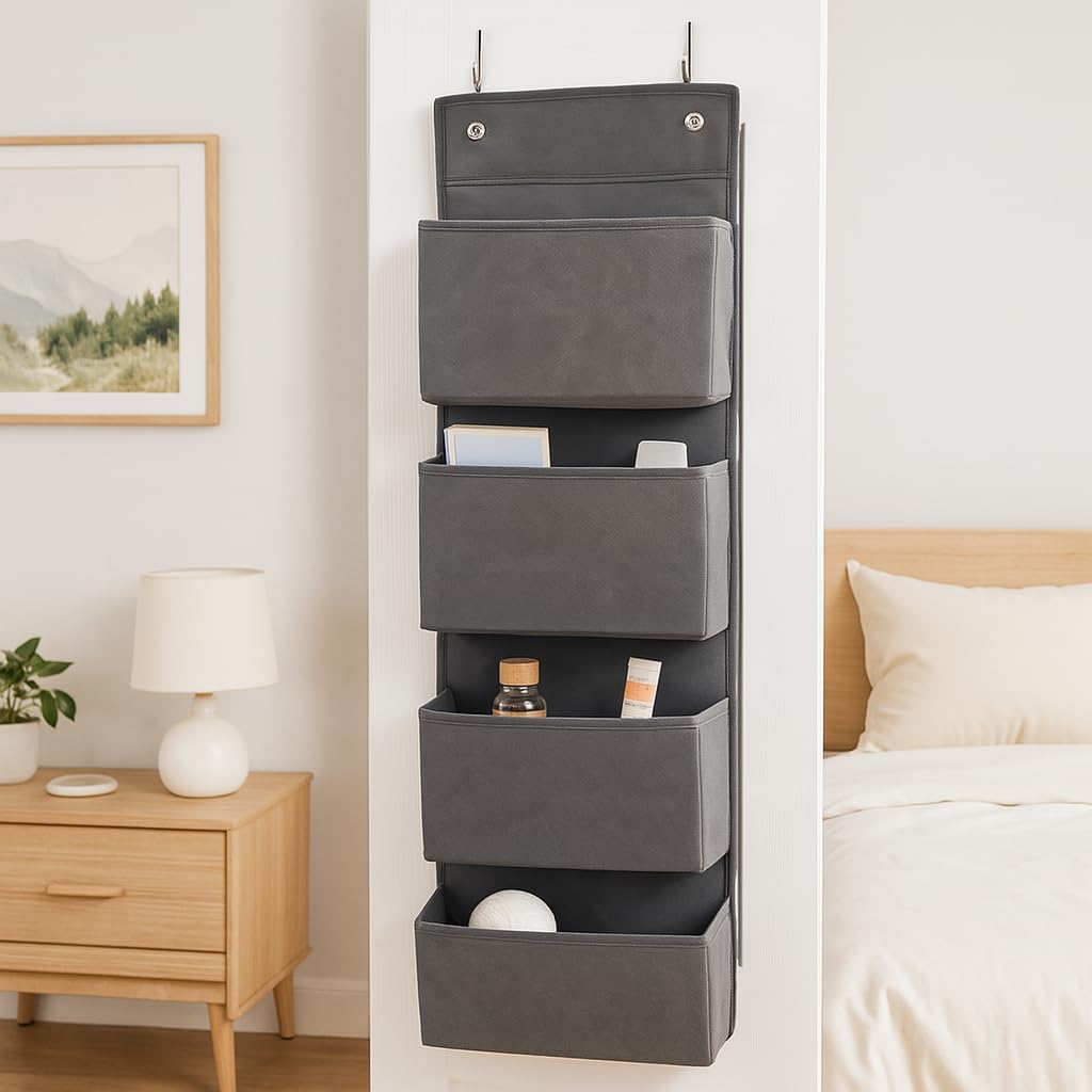 Joyful Moose Over the Door Hanging Organizer Closet Storage Bins Grey - Image 7