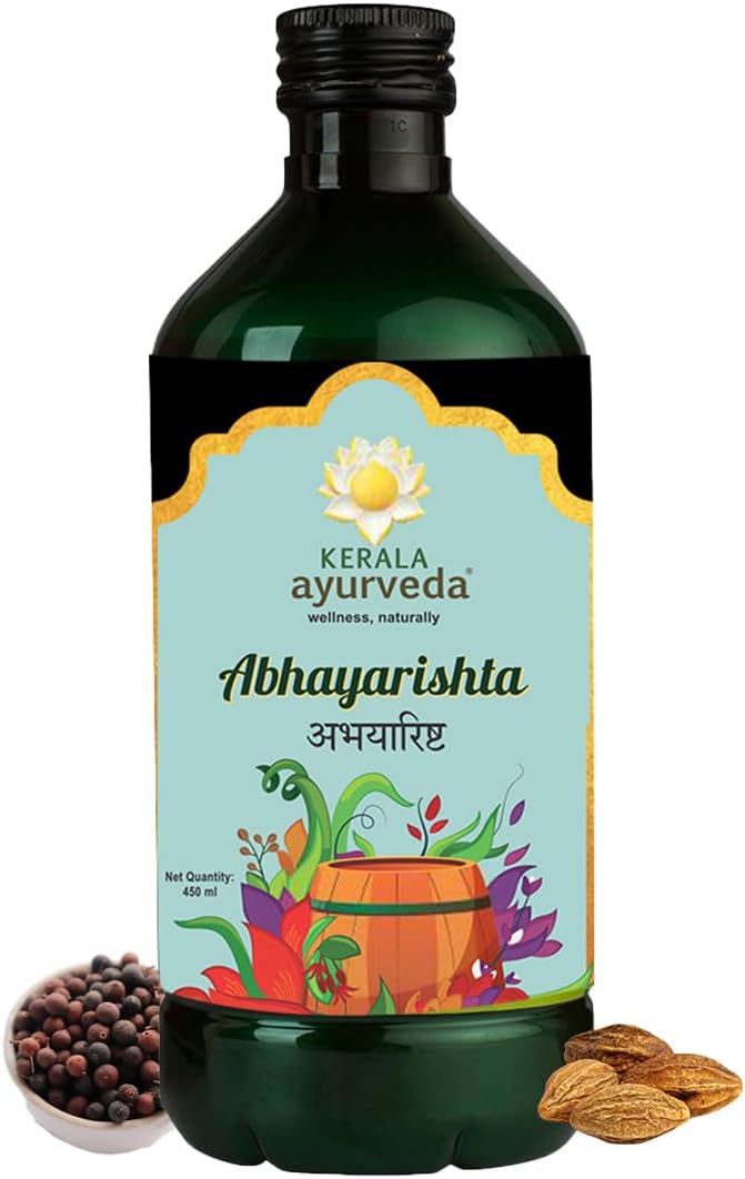 Kerala Ayurveda Abhayarishta 450ml | Bowel wellness | Constipation Relief | Aids in Detoxification | Non-Habit Forming | Safe & Natural Laxative | Colon Cleanser | Gut Health | 100% Ayurvedic| Relief from Kabz | With Abhaya, Vidanga, Draksha |