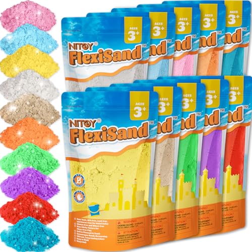 NiToy 8500 g de sable cinétique - Lot de 10 couleurs - Sable magique pour enfants
