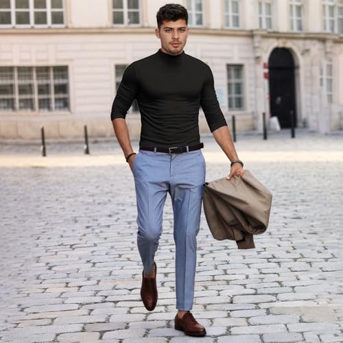 Turtleneck Men Casual Long Sleeve Turtle Neck Tops Men's Slim Fit Basic T-Shirt4