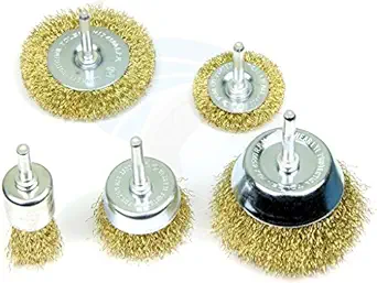 XTREMEPOWER Multipurpose Wire Brass Brush Set to Remove Paint, Dust, Dirt, Medium (Golden) - Set of 5