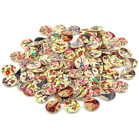 50PCS Colourful Wooden Sewing Buttons Cover