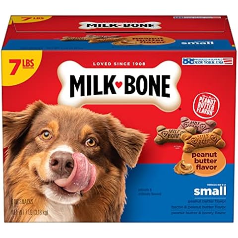 Milk-Bone Peanut Butter Flavored Dog Biscuits, Crunchy Small Dog Treats, 7 Pound Box Cover