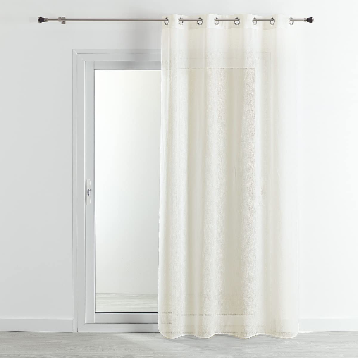 HomeMaison.com Traditional Linen Effect Plain Cheesecloth Net Curtain 140 x 240 cm Ivory