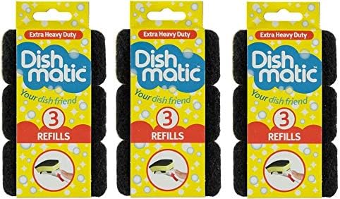 Extra Heavy Duty Black Refill Sponges – 9 Pack (3 x 3 Count) Heavy-Duty Cleaning Scourer Pads for Tough Washing-Up & Kitchen Cleaning