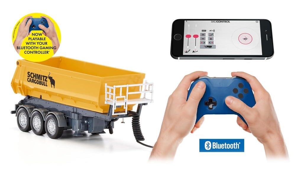 SIKU 6734 Control 3-Axled Tipping Semi-Trailer, Yellow