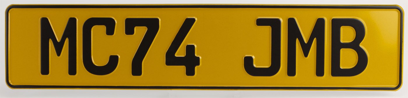 Great Britain Reflective Yellow UK European License Plate - Random Characters