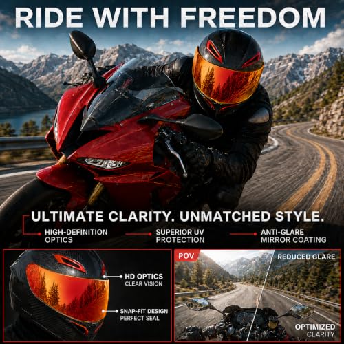 Image of PSLER Shatterproof Helmet Visor for Pista GPR Corsa-r Race 3,Deep Gold Red