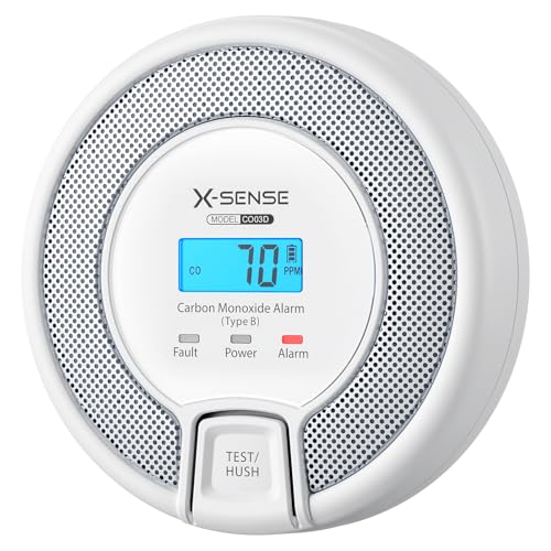 X-Sense Détecteur de Monoxyde de Carbone Autonome avec Affichage Numérique, Capteur Précis avec Une Durée de Vie de 10 Ans, Batterie Remplaçable, Conforme...