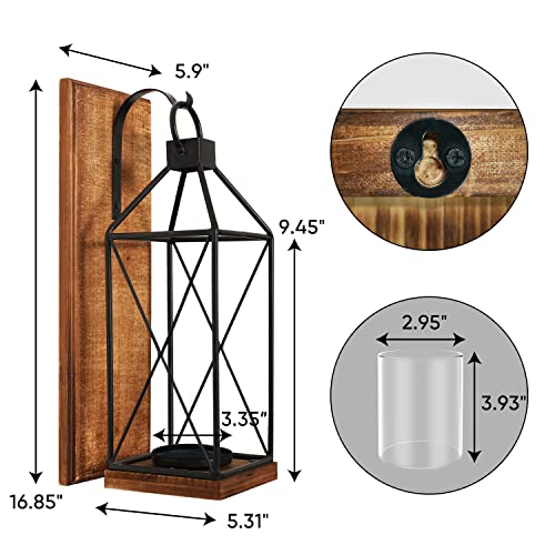Homemory Wall Candle Sconce, Decorative Hanging Candle Lantern With Windproof Glass Holder #TOP5