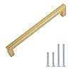 Amazon Basics Modern Square Cabinet Pulls, Kitchen Drawer Handles, 5.39-inch Length (5-inch Hole Center), Golden Champagne, 10-Pack
