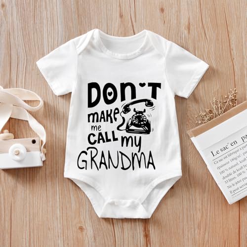 Don't Make Me Call My Grandma Baby Boy Girl Onesie Funny Unisex Bodysuit Cute Romper Clothes 0-12 months (2-Pack)3