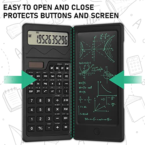 Image of EooCoo Scientific Calculator with Erasable Writing Board Notepad,Office Desk Calcultors Portable,10-Digit Large Display,Solar Battery,Suitable for College School Students,Office Desk Accessories-Black