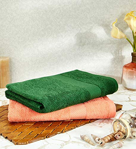 Image of Amazon Brand - Solimo 100% Cotton 6 Piece Towel Set, 500 GSM (Iris Blue and Spanish Red) Cotton 2 Piece Bath Towel Set, 380 GSM (Coral Pink, Mint Green)