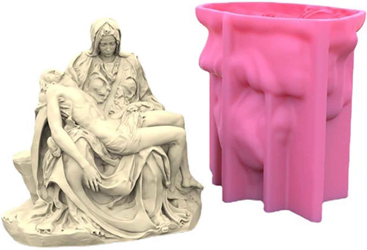 Grainrain Mother Mary Silicone Large Candle Molds for Candle Making Wax Soap Making Mould Moldes de Silicona para Velas moldes Jabones Create 3D Candles for Home Decoration and Gifts (F18-C177)
