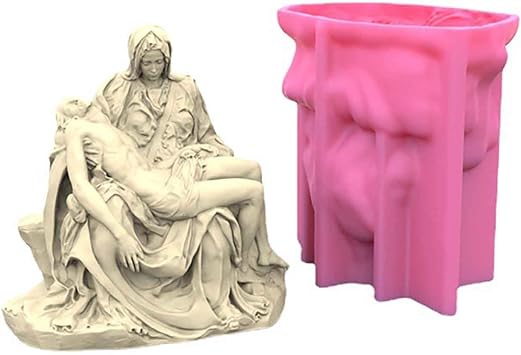 Grainrain Mother Mary Silicone Large Candle Molds for Candle Making Wax Soap Making Mould Moldes de Silicona para Velas moldes Jabones Create 3D Candles for Home Decoration and Gifts F18-C177