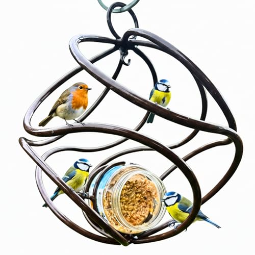 Grumpy Gardener Tangle Ball Bird Feeder Nutpecker Deluxe Hanging Bird Feeding Station for Gardens Metal Feeder for Robins Made in UK 28 cm x 28 cm x 32 cm (Jar Not Included)