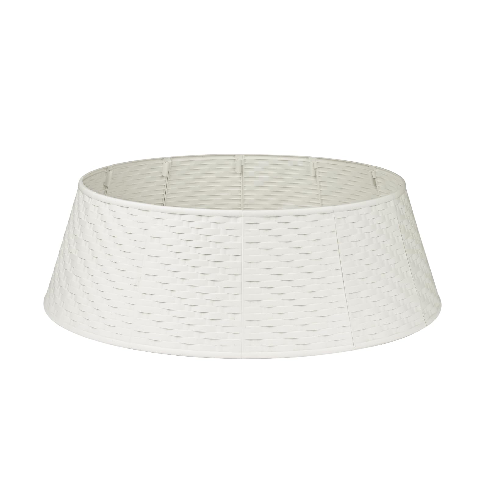Jupe de sapin de Noël ronde respectueuse de l'environnement – Collier de sapin de Noël robuste et durable – Jupe de sapin de Noël en rotin tissé – 12 anneaux en plastique pour arbres artificiels ou