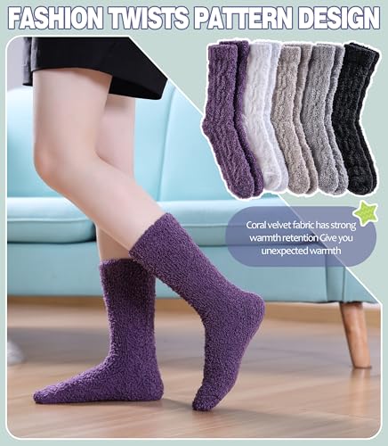 Fuzzy Socks for Women Fluffy Slipper Socks Cozy Winter Warm Soft Microfiber Plush Home Sleeping Gift Socks4