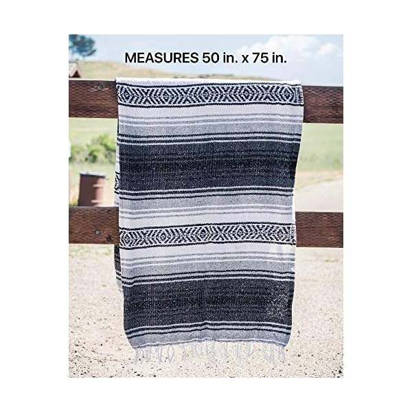 Benevolence LA Authentic Handwoven Mexican Blanket, Yoga Blanket - Perfect Outdoor Picnic Blanket, Camping Blanket, Equestrian Saddle Blanket, Serape Blanket 50x70 inches - Gray, Pack of 1
