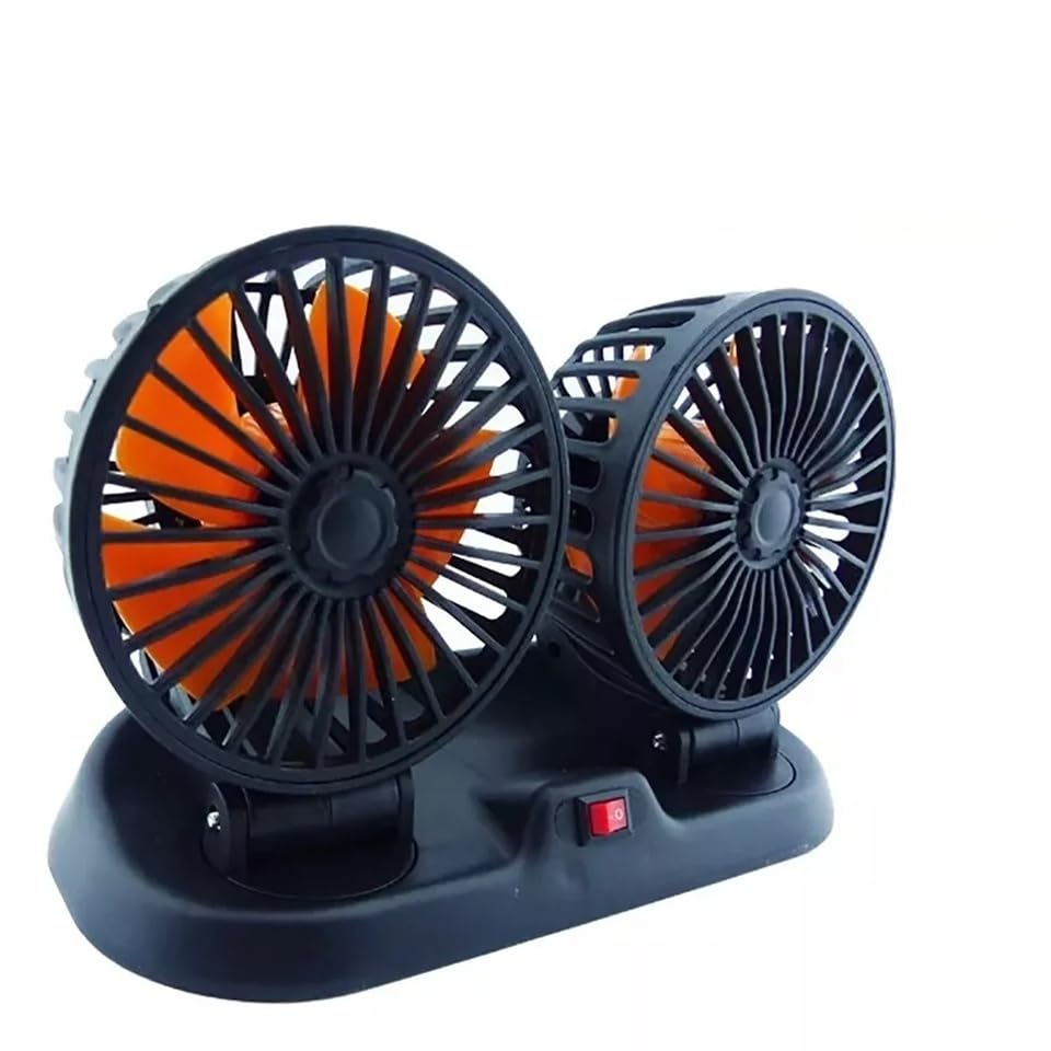 Image of AutoBizarre 12V Electric Car Cooling Fan 360 Rotatable Heads High Air Circulator Fan Manual Rotation for All Cars (Dual Head Fan)