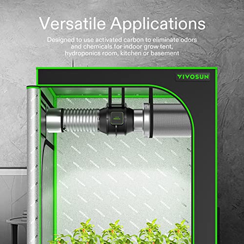 Vivosun 4 Inch Air Carbon Filter Smellines Control With Australia Virgin Charcoal For Inline Duct Fan, Grow Tent, Pre-Filter Included, Reversible Flange 4" X 14" #TOP6