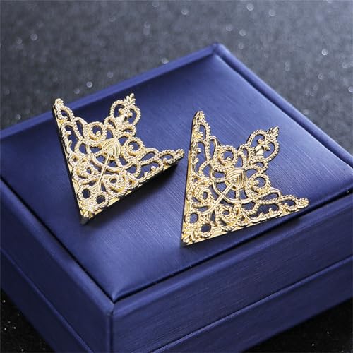 Image of coadipress 2PCS Retro Hollow Triangle Collar Pins Brooch for Men Women Hollow Floral Shirt Suit Clothing Collar Angle Decoration Parts