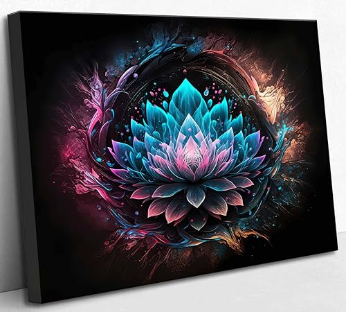 Zen Canvas Wall Art Black Lotus And blue Lotus Flower