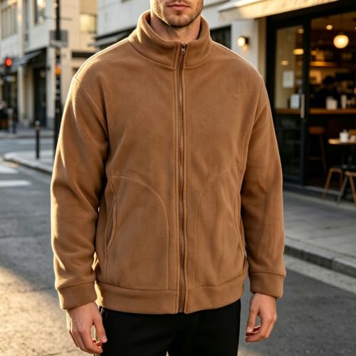 Fleece Jacket for Men Casual Soft Coat Stand Collar Full Zip Jackets | Zipper Closure, Front Pockets, Long Sleeve, Soft Warm, Casual Outdoor, Daily Wear, Fall Winter, Spring Fall - image 2