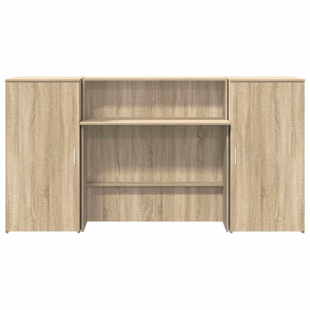 Generico Banco Reception Moderno con Armadietti,Legno Multistrato Rovere Sonoma 200x50x103.5 cm,Ampio Spazio Archiviazione,per Uffici,Hotel,Cliniche e Studi