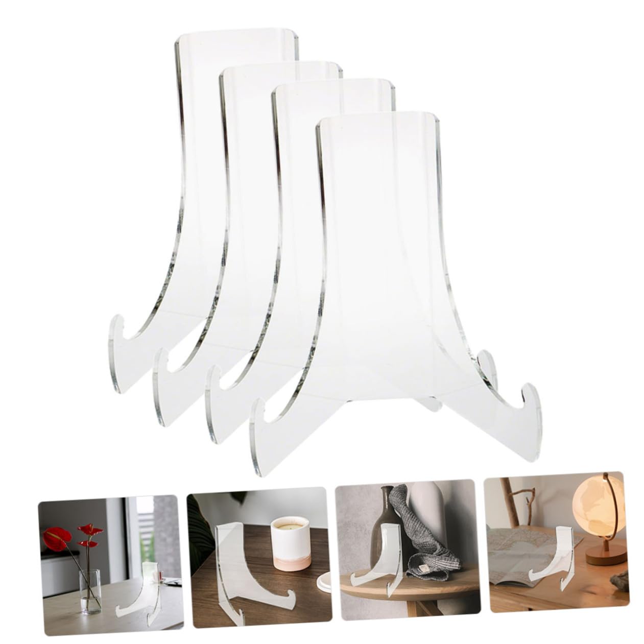 Garneck 16 Pz Espositore Trasparente Cinesi Supporto per cavalletto di Compleanno Tavolo espositore Acrilico portapiatti da appoggio Supporto Piatto Trasparente Titolare della Carta