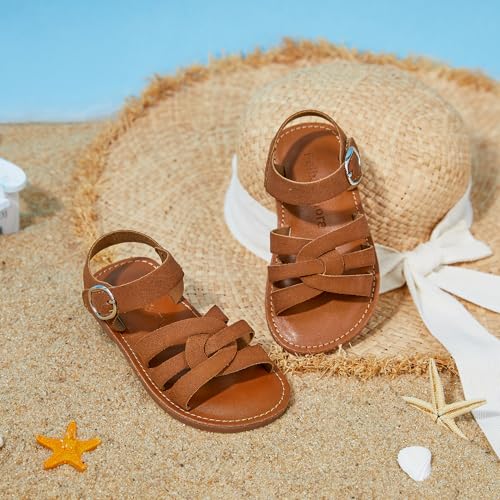 Image of Felix & Flora Toddler Girl Sandals - Little Girl Easter Dress Shoes Lightweight Open Toe Beach Holiday Flats