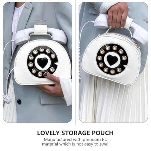 Pochette originale en forme de téléphone portable rétro blanc avec finitions soignées - 7