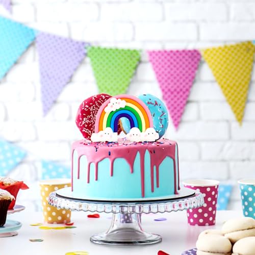 Mozeat Lens 547020_4_S5A3WZGA Rainbow Cake Topper, Soft Pottery Cute Rainbow Cloud Cake Decorations Colorful Rainbow Cupcake Topper Personalized Cake Topper Reusable Happy Birthday Cake Topper Birthday Party Decorations Supplies thumb #3