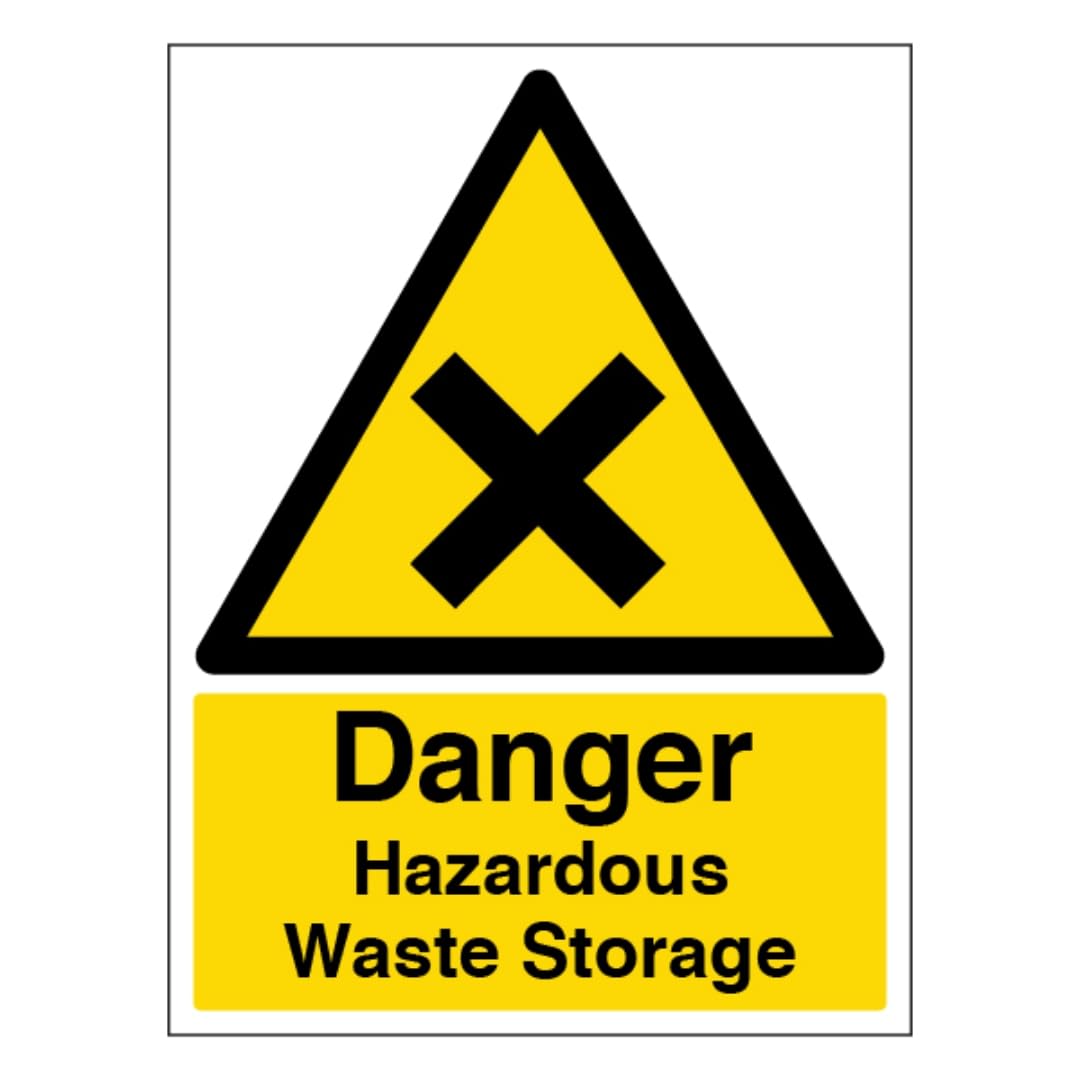 V Safety Danger Hazardous Waste Storage - Portrait 200 x 300mm - 2mm Rigid Plastic Safety Sign