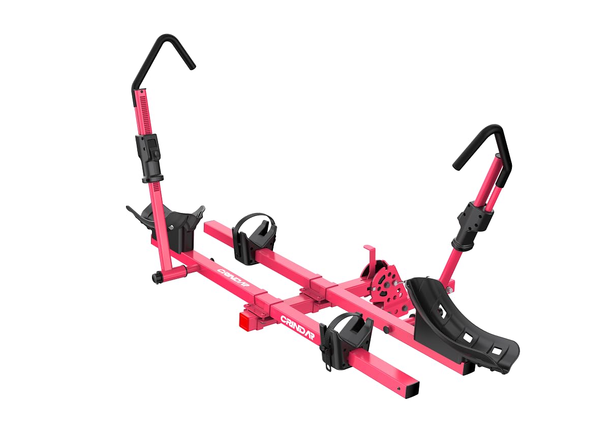 CRINDAR 2-Bike Rack Hitch for Car, 160 Lbs Hitch Mount Platform Style Bicycle Carrier, Smart Tilting & Easy Fold for Car SUV Truck RV with 2”Receiver, Bike Rack Fits Up to 5-Inch Fat Tire E-Bikes