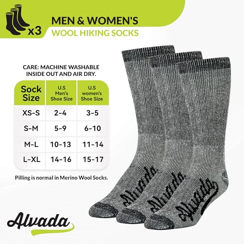 Alvada 43528-95629 Merino Wool Hiking Socks Thermal Warm Crew Winter Boot Sock thumb #3