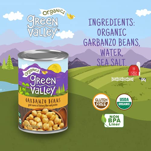 Green Valley Organics Garbanzo Beans | Certified Organic | Delicious Mildy Nutty & Savory Flavor | Creamy Color | Good Source of Dietary Fiber & Protein | 15.5 oz can (Pack of 4) - Thumbnail 4