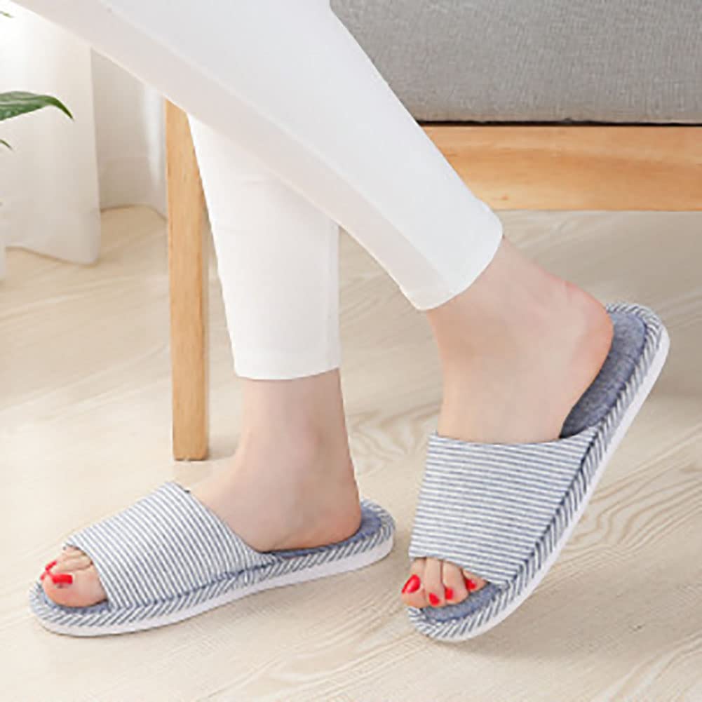 Lot de 4 paires de pantoufles d'hôtel unisexes - Lavables - Antidérapantes - En lin - Pour spa, fête, invités, hôtel et voyages