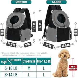  PetAmi-Dog-Front-Carrier-Backpack-Extra-Ventilated-Adjustable-Pet-Cat-Chest-Carrier-Backpack-Small-Dog-Carrier-for-Hiking-Camping-Travel-Medium-Dog-Puppy-Large-Cat-Carrying-Bag-Max-14-lbs-Grey