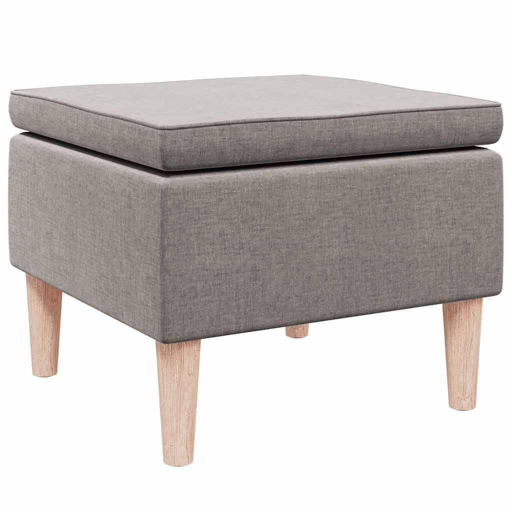 Sgabello con gambe in legno, tessuto tortora, 52 x 52 x 42 cm, imbottito, pieghevole e salvaspazio, versatile per soggiorno, ufficio, giardino, campeggio, uso interno ed esterno