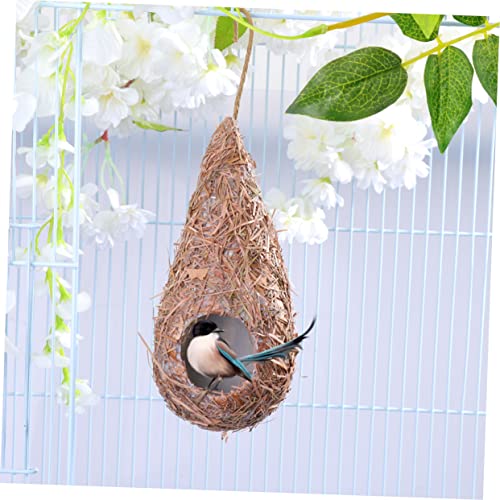 Image of Sosoport 2pcs Hummingbird Houses for Outside Hanging Natural Grass Hanging Bird Hut for Garden Window Outdoor Home Decoration